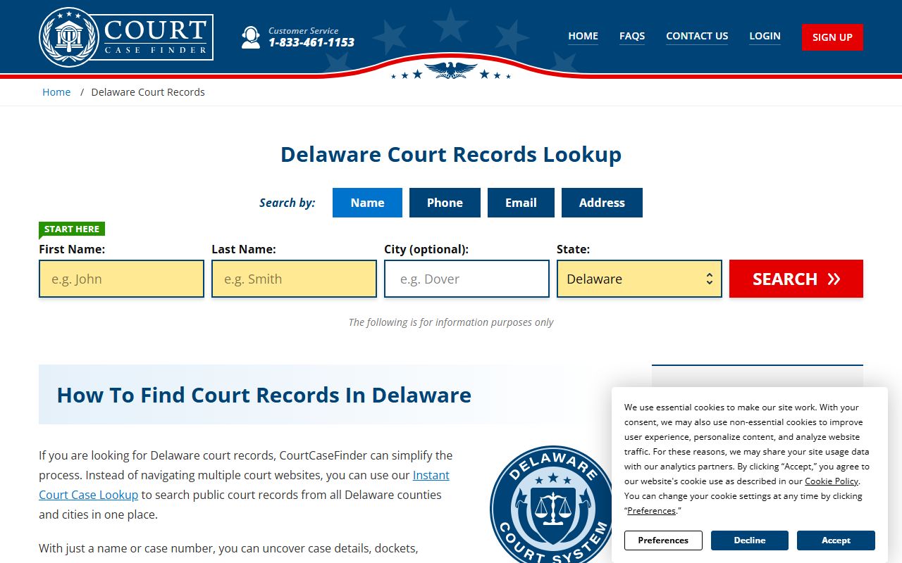 Delaware City Dissolution Of Marriage case finder
