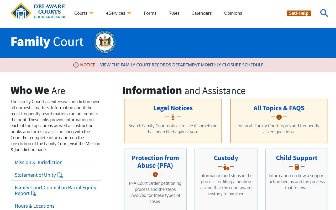 Delaware City Family Court Dissolution Of Marriage