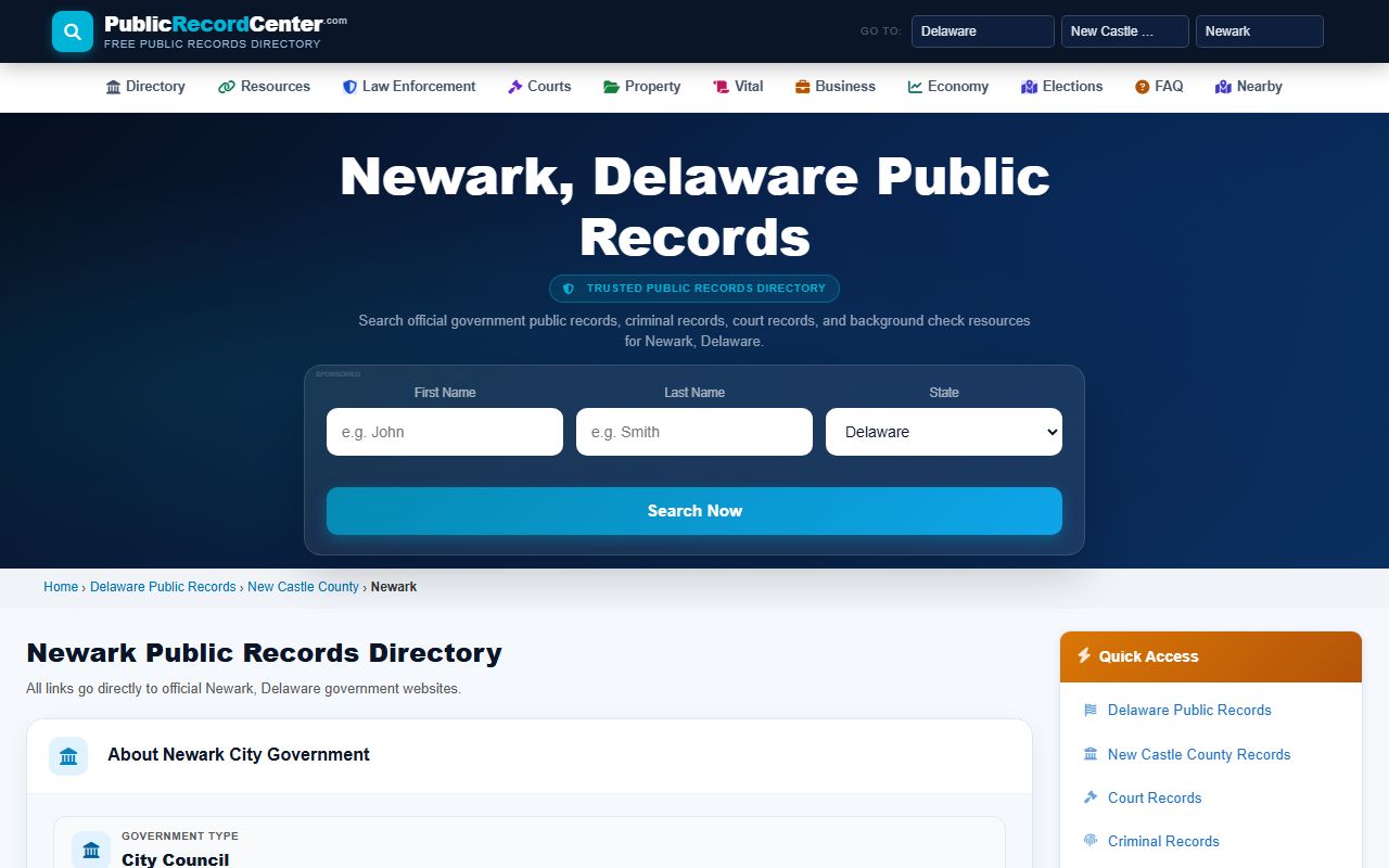 Newark Dissolution Of Marriage public records