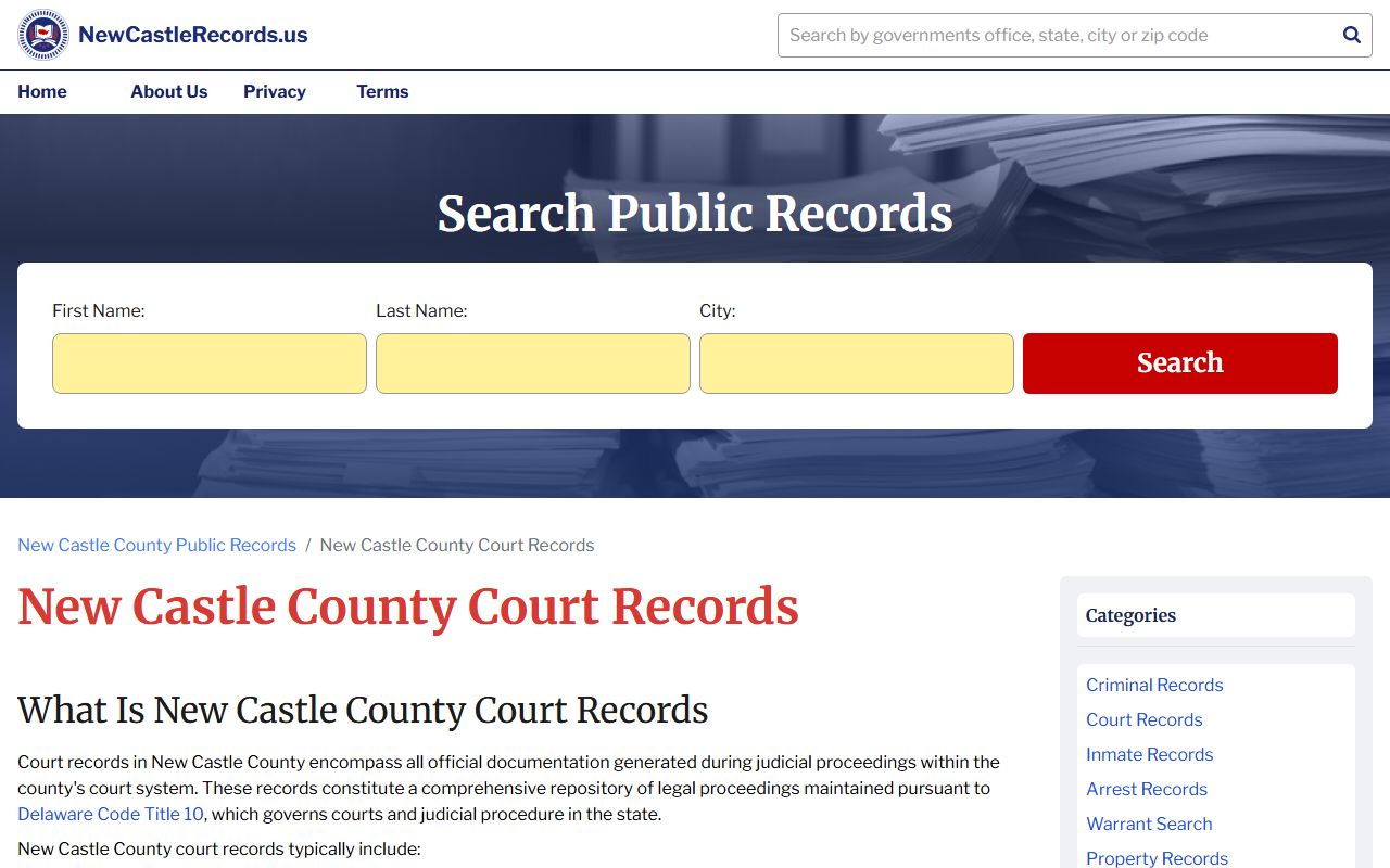 New Castle County Dissolution Of Marriage court records overview