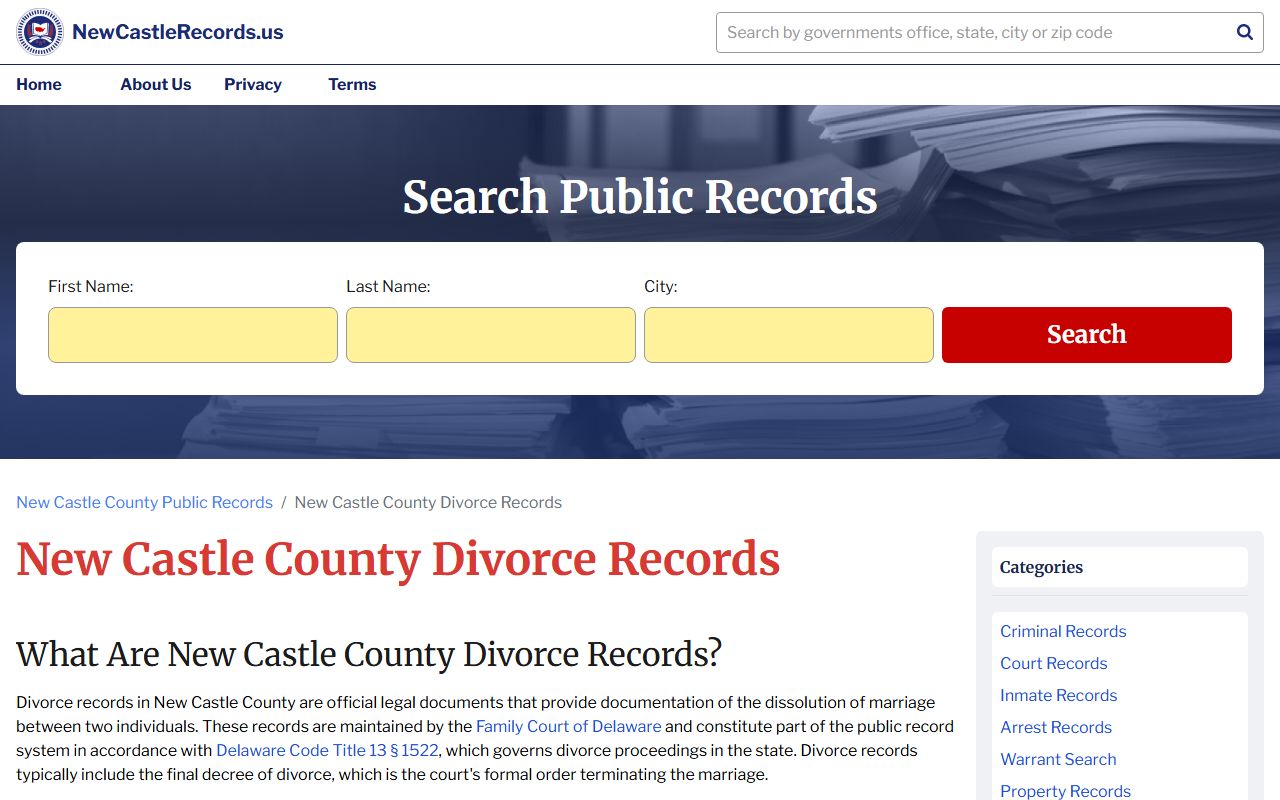 New Castle County Dissolution Of Marriage records guide