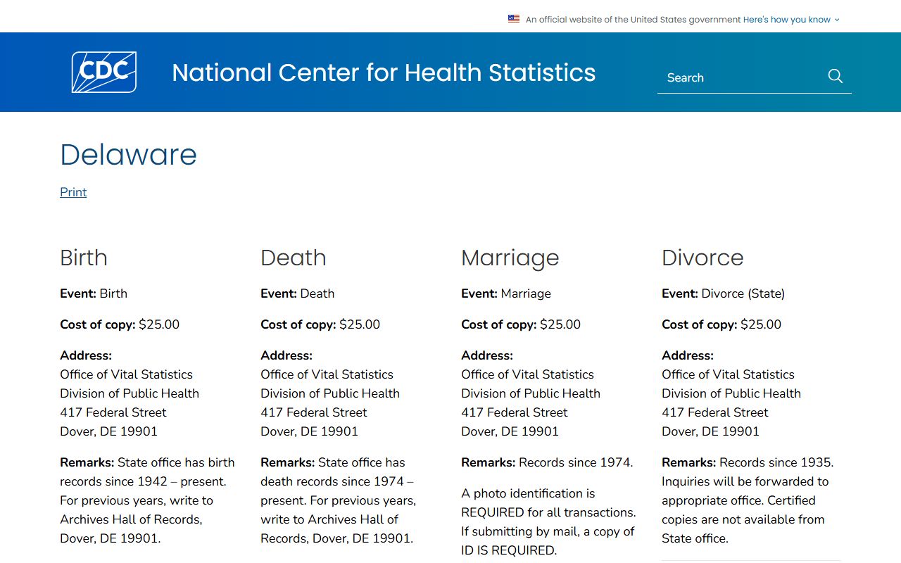 CDC guide for Delaware Dissolution Of Marriage records