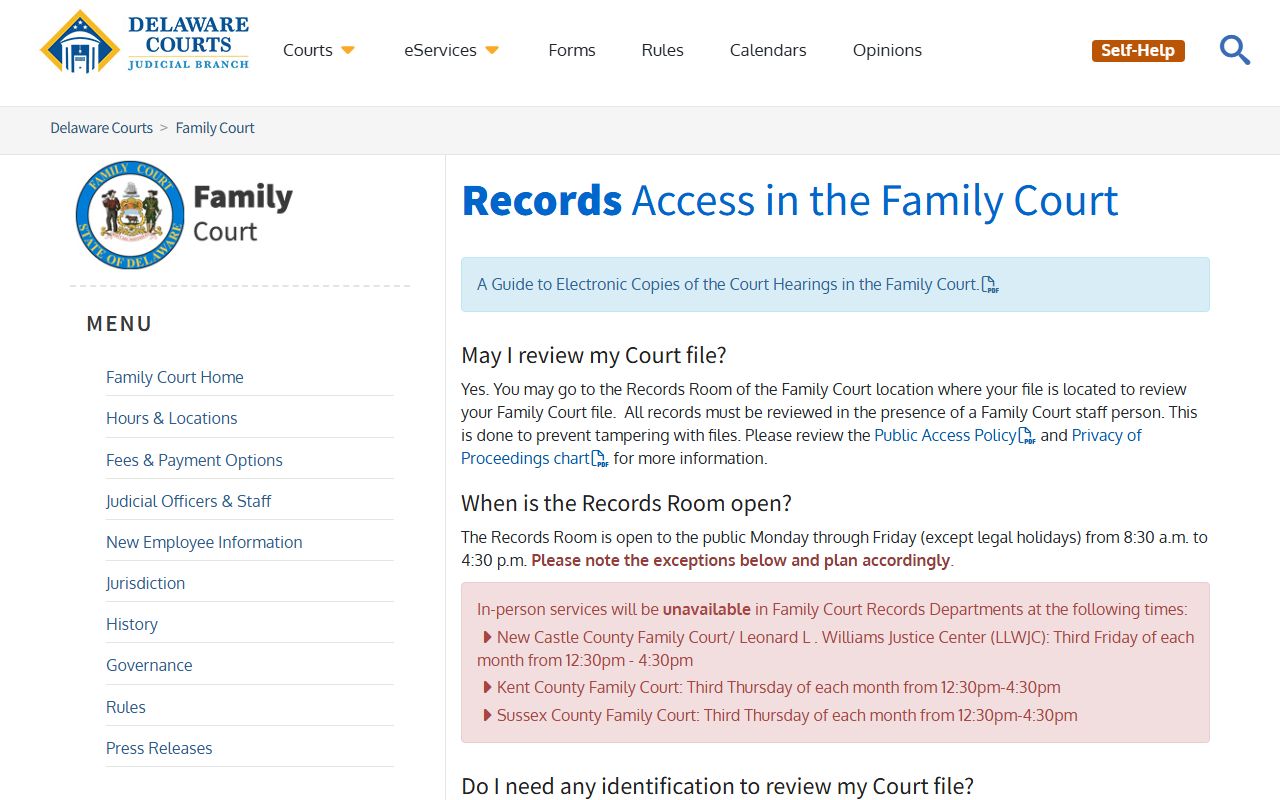 Delaware Dissolution Of Marriage records access policy